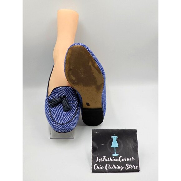 Boden Women’s Blue Ines Herringbone Tassel Loafers Flats Shoes Sz 8 (38.5) 2916 - Picture 3 of 16